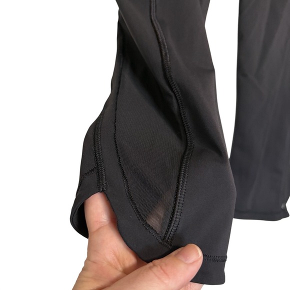Lululemon Black Mesh Panel Crop Leggings High Rise Yoga Pants Side Zip Pocket - Picture 6 of 11